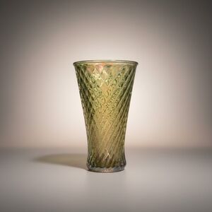 Source Unknown Olive Green Textured Glass Vase